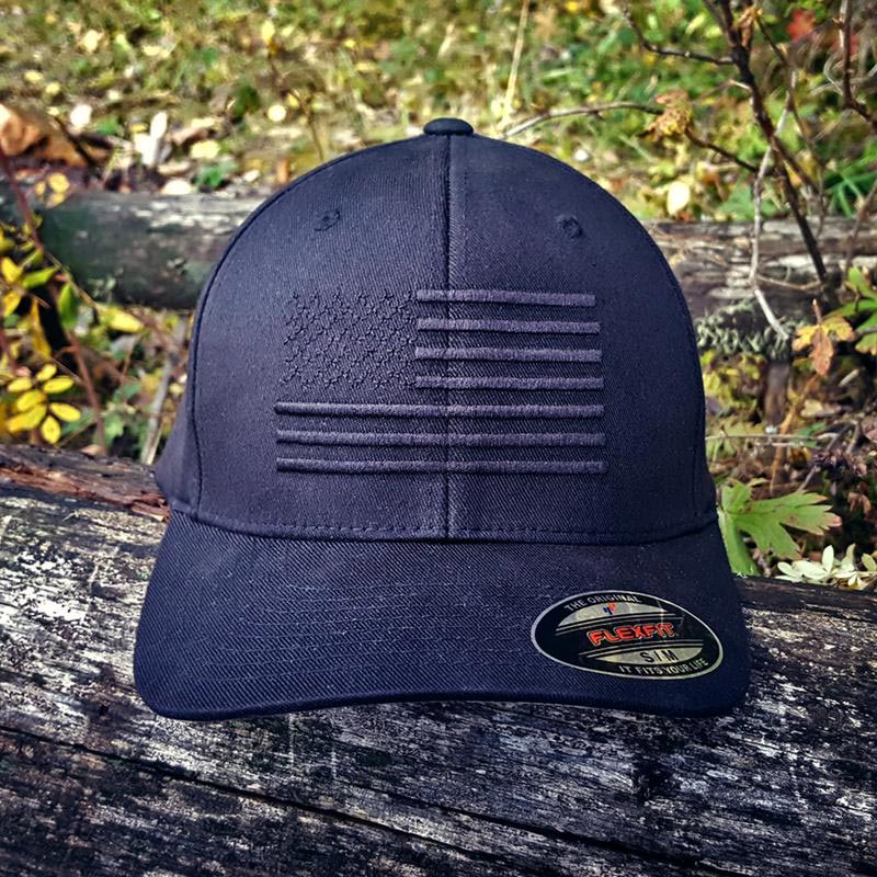 THE ULTIMATE AMERICAN FLAG HAT - THE BLACKOUT FLEXFIT